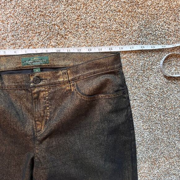 Lauren Ralph Lauren Metallic Gold Black Boot Cut Jean.  Size 10 - Picture 7 of 7